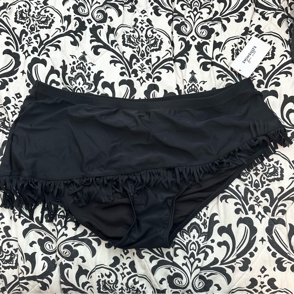 24 black fringed swim bottom